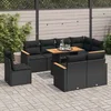 9-dijelni set vrtnih sofa s jastucima crni od poliratana bagrem