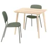 LISABO / VIHALS Sto i 2 stolice, jasenov furnir/zelena Tibbleby sivozelena, 88 cm
