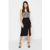 Trendyol Black Drape and Slit Detailed Crepe Midi Knitted Skirt