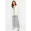 Trendyol Gray Stripe Detailed Cardigan-Pants Knitwear Set
