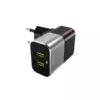 Kucni punjac LDNIO A2206 2XUSB 2.4A + iPhone Lightning kabel crno sivi