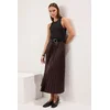 Trendyol Brown*001 Straight Flared Pleated Maxi Skirt