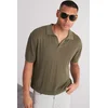 Trendyol Limited Edition Khaki Relaxed Cotton Short Sleeve Polo Neck Knit T-shirt