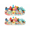 ECO TOYS Edukativne drvene kocke CITY SET sa podlogom 88kom