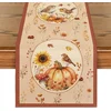 Jesenski namizni tekač 40x140 cm, dekorativni prt z motivi buč in narave, 100% poliester, pralen, zaščita za jedilno mizo, oranžen, za 2-4 osebe, trpežen in eleganten dodatek za dom in kuhinjo