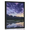 Plakat romantičen sončni zahod v gorah - 60x90 silver