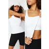 Trendyol White Gathering 2 Layer Padded Sports Bra Square Neck Knitted Sports Top/Blouse