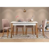 Hanah Home Set Trpezarijski sto i 4 trpezarijske stolice Santiago White Stone, Ružičasti