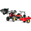 Pohodni traktor Falk Vintage 2058N z žlico, bagrom in prikolico, rdeč