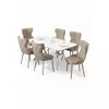 HANAH HOME Rasklopivi trpezarijski sto i stolice (7 delova) Esla White Marble Chrome Cappuccino