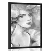 Plakat ženska očarljivost v črnobeli varianti - 30x45 silver