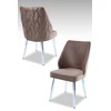 Hanah Home Set stolica Pufi, 48x90x43 cm, 4 komada, Srebrno-smeđe boje