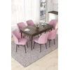 Hanah Home Set Trpezarijski sto i 6 stolica Nef, Roze-braon