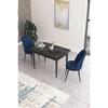 Hanah Home trpezarijski set Nil, sto i 2 stolice, ploča u dekoru crnog mermera, teget tkanina Babyface