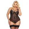 Črn čipkast bodi z naramnicami SoftLine Amanda 1891 XXXL