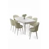 HANAH HOME Rasklopivi trpezarijski sto i stolice (7 delova) Asfel White Cream