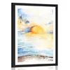 Plakat s paspartujem svetel sončni zahod na morju - 60x90 no frame