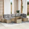 vidaXL vidaXL Vrtni kavč set Set 8 Siva, Bež Ratan, Poliester, (22064851)