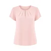 REGINA FASHION Bluza Short Sleeve Blouse with Pleated Neckline svetlo roza