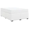 Vidaxl Box spring postelja z vzmetnico bel 160x200 cm umetno usnje