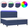 Vidaxl Box spring postelja z vzmetnico LED modra 200x200 cm blago