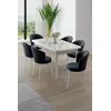 HANAH HOME Rasklopivi trpezarijski sto i stolice (7 delova) Asfel White Marble Anthracite