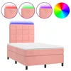 Vidaxl Box spring postelja z vzmetnico LED roza 120x190 cm žamet