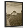 Plakat hiša na pečini v sepia varianti - 30x45 white