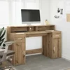 Radni stol s LED svjetlima boja hrasta 140x55x91 cm drveni