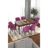 Hanah Home trpezarijski set Via, sto na razvlačenje i 6 stolica, ploča u dekoru drveta Baroque, ljubičasta tkanina Jerry
