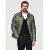 Ombre Mens quilted jacket in shirt cut - olive
