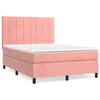 Vidaxl Box spring postelja z vzmetnico roza 140x190 cm žamet