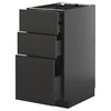 METOD / KNIVSHULT Pod.elem.3front/2dnj/1srd/1vis.fiok, Crnosiva/Nickebo boja antracita, mat, 40x60 cm