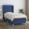 Krevet box spring s madracem LED plavi 100x200 cm od tkanine