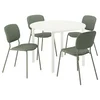 VIHALS / VIHALS Sto i 4 stolice, bela bela/zelena Tibbleby sivozelena, 107 cm