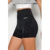 Trendyol Black Seamless/Seamless Acid Wash Knitted Sports Shorts Tights