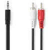 CAGB22200BK30 Stereo audio kabl, 3,5 mm muški, 2x RCA muški, Niklovani, 3,00 m, Crni