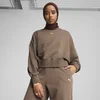 Womens Puma WARDROBE ESS Oversized Crew, Brown, Size L, Clothing