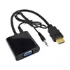 E-GREEN Adapter HDMI (M) - VGA D-sub (F) + Audio kabl 3.5mm (M/M) crni