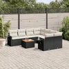 9-dijelni set vrtnih sofa s jastucima crni od poliratana Crna 62 x 62 x 69 cm
