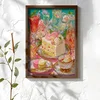 WallXpert uramljena MDF slika NAL020-70, torta, kolači i koktel u pastelnim tonovima, 50 x 70 cm