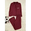 Trendyol Burgundy Cotton Piping and Pocket Detailed Printed Knitted Pajama Set