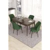 Hanah Home trpezarijski set Eva, sto na razvlačenje i 4 stolice, ploča u dekoru drveta Baroque, kaki zelena tkanina Babyface