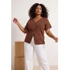 Trendyol Curve Ženska bluza Tbbss25Af00071, Braon