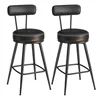 Songmics Set barskih stolov, vrtljiv barski stol z naslonom 54x54x91 cm črn