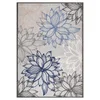 Lesnina PREPROGA ZA ZUNANJO UPORABO Floral 80/150 cm tkano modra, siva, bela
