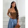 Squareonline Ženski korset Cocoa Lace Elegance, Braon
