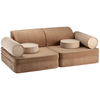 Rjava otroška sedežna garnitura iz rebrastega žameta 132 cm Settee – Wigiwama