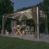 Sjenica sa zastorima i LED svjetlima 400 x 300 cm smeđe-siva