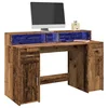 Radni stol s LED svjetlima boja staro drvo 140x55x91 cm drveni